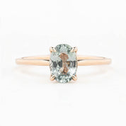 Sara Ring 1.31ct Light Blue Green Unheated Sapphire, 14K Rose Gold (One of a kind)