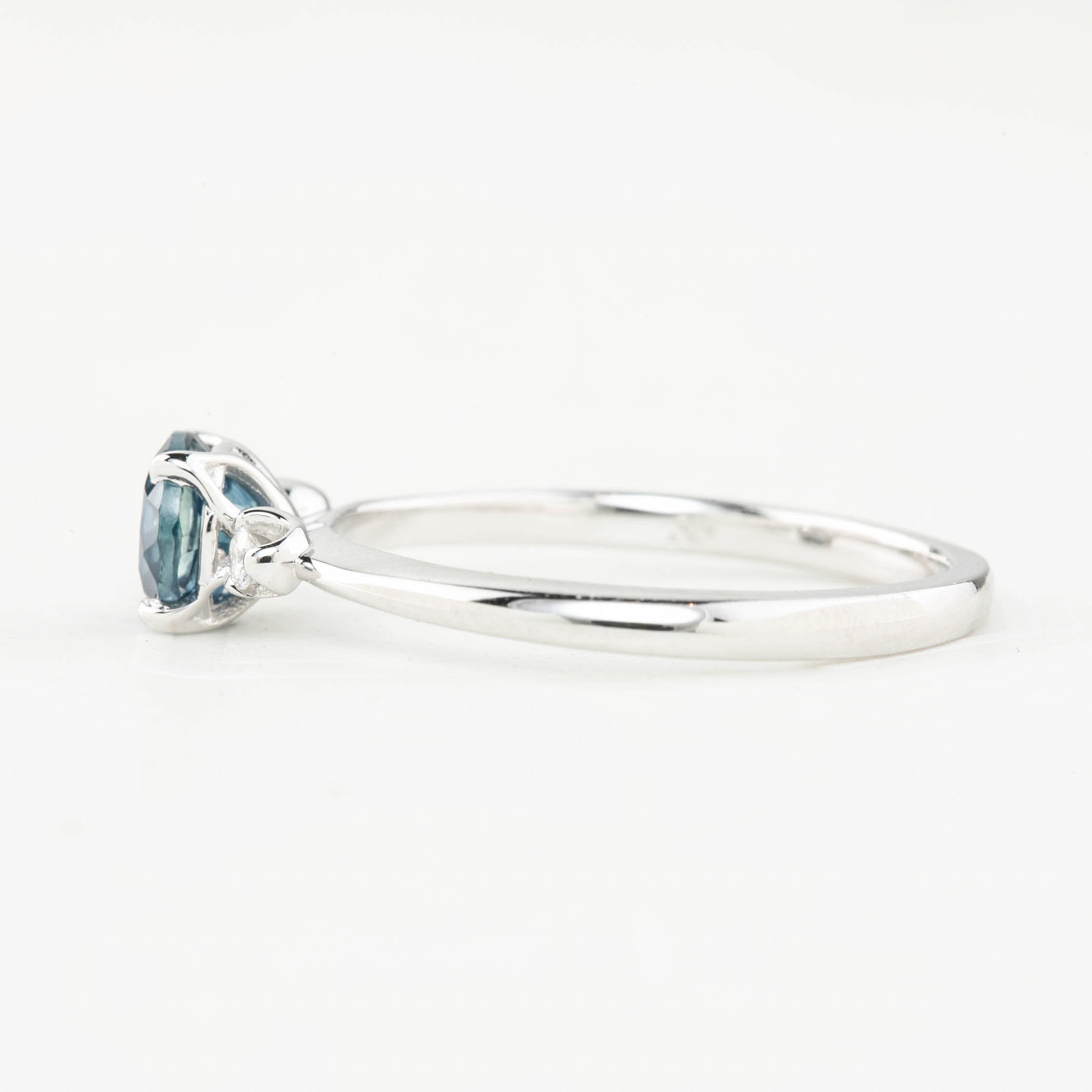 Sofia Ring 0.97ct Blue Montana Round Sapphire, 14k White Gold (One of a kind)
