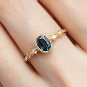 Celeste Ring, 0.89ct & 0.76ct Queensland Sapphire, oval shape gemstone