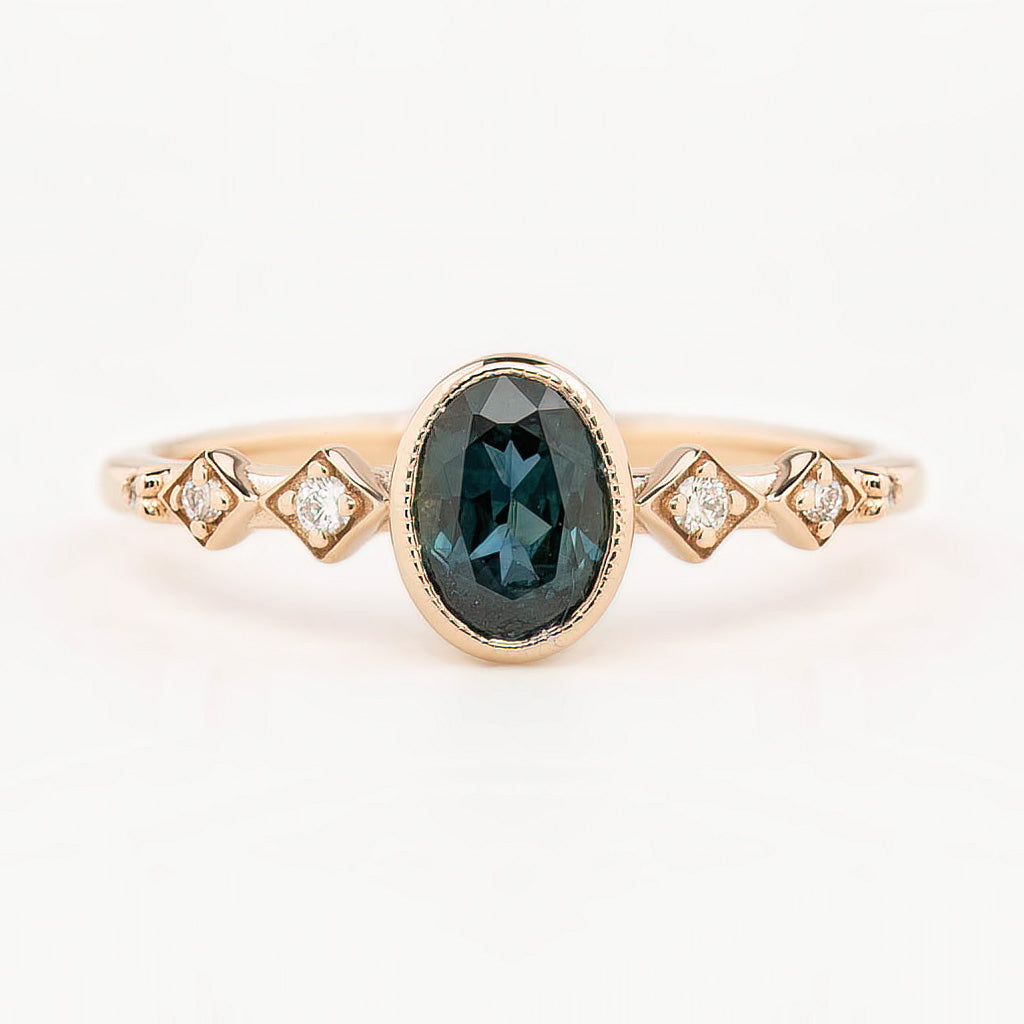 Celeste Ring, 0.89ct & 0.76ct Queensland Sapphire, oval shape gemstone