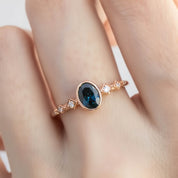 Celeste Ring, 0.89ct & 0.76ct Queensland Sapphire, oval shape gemstone