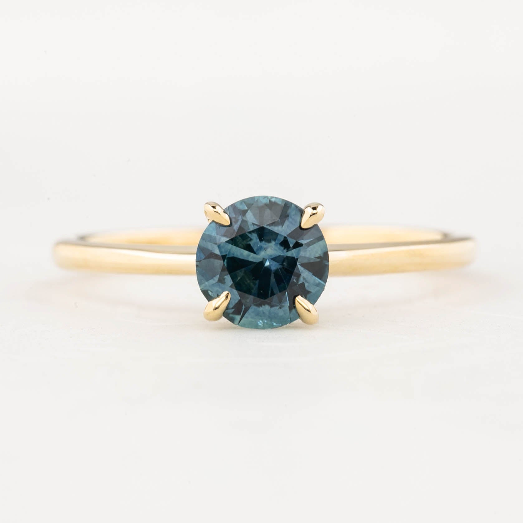 Jane Ring 0.86ct Round Montana Sapphire Ring 14K Yellow Gold (One of a kind)