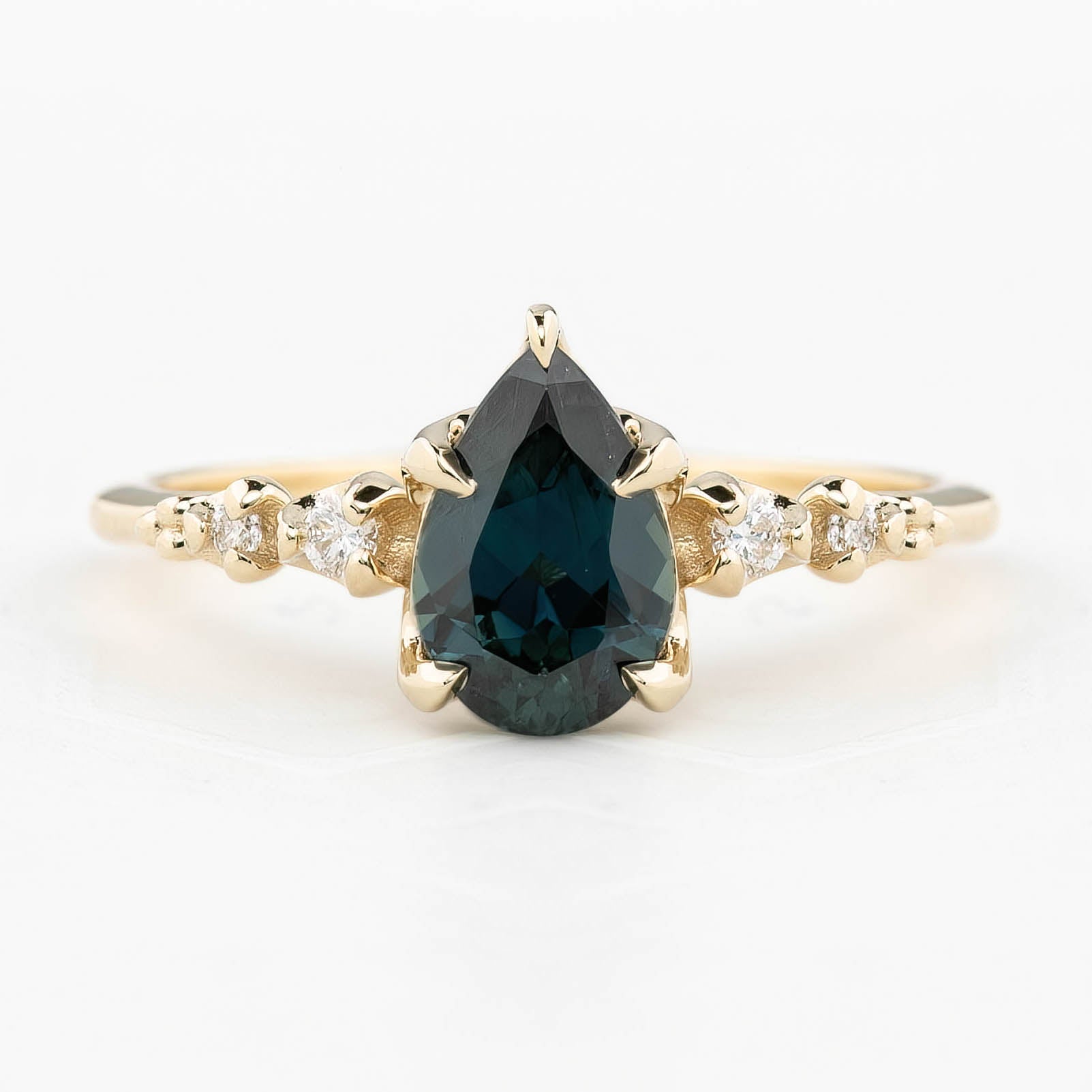 Estel Fleur Ring, 1.39ct Teal Blue Queensland Sapphire