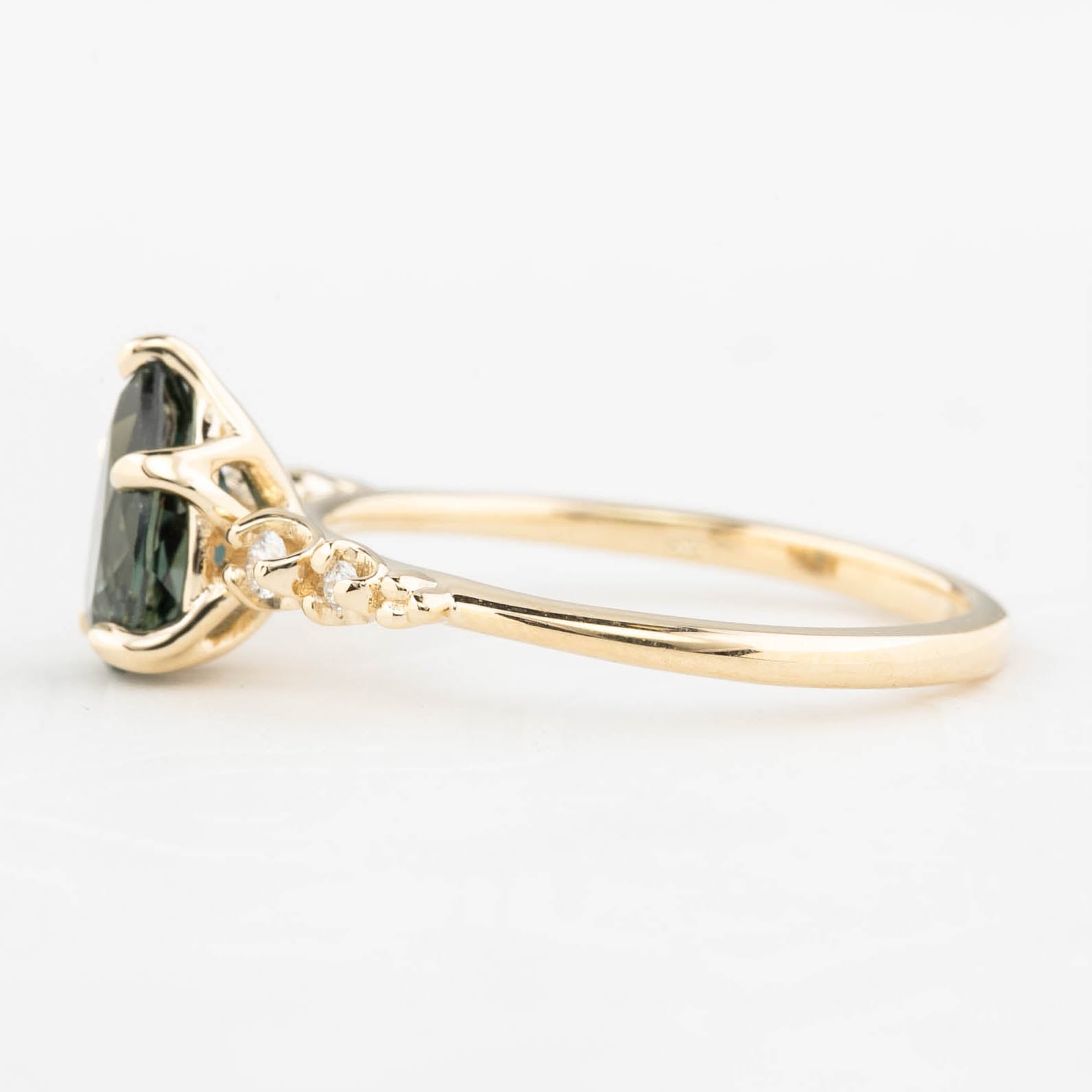 Estel Fleur Ring, 1.39ct Teal Blue Queensland Sapphire