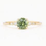 Estel Fleur 4 Prong Ring, 0.93ct Yellow Green Montana Sapphire, 14K Yellow Gold (One of a kind)