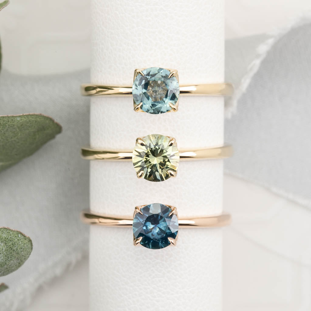 【一点物】サラリング ・0.89ct・加熱モンタナ産ライトブルーグリーンサファイア・K14YG