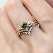 Estel Fleur Six Prongs Ring 1.04ct Green Round Queensland Sapphire, 14K Yellow Gold (One of a kind)