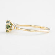 Estel Fleur Six Prongs Ring 1.04ct Green Round Queensland Sapphire, 14K Yellow Gold (One of a kind)