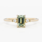 Estel Ring 0.93ct Light Green Emerald Montana Sapphire, 14K Yellow Gold (One of a kind)