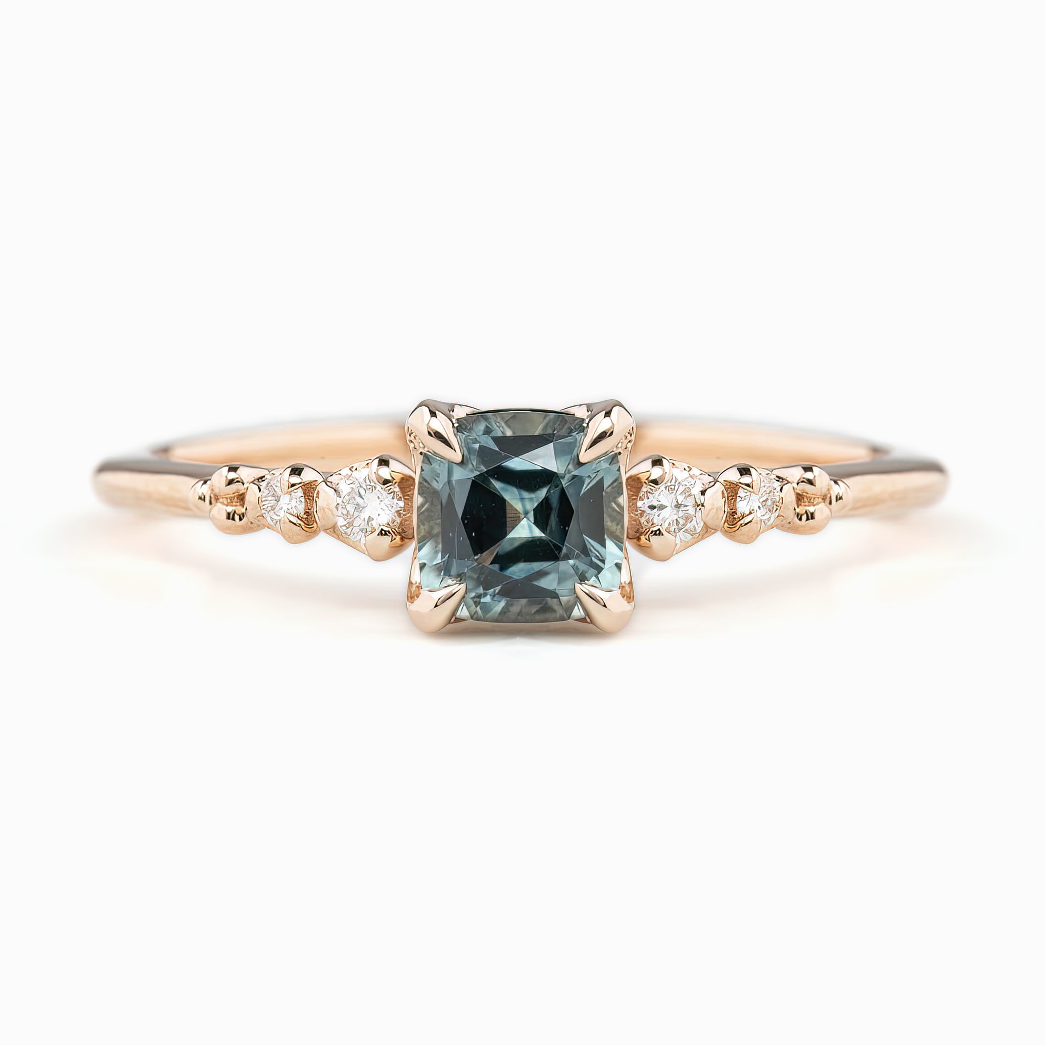 Estel Fleur Ring, 0.77ct Blue Montana Sapphire