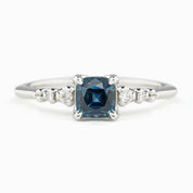 Estel Fleur Ring, 0.72ct Dark Blue Montana Sapphire