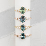 【即日配送】エステルフルールリング ・1.41ct・加熱モンタナ産ブルーグリーンサファイア・K14RG