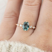 【即日配送】エステルフルールリング ・1.41ct・加熱モンタナ産ブルーグリーンサファイア・K14RG
