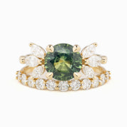 Nova Ring 2.03ct Parti Blue Green Madagascar Sapphire, Unheated, 14K Yellow Gold (One of a kind)