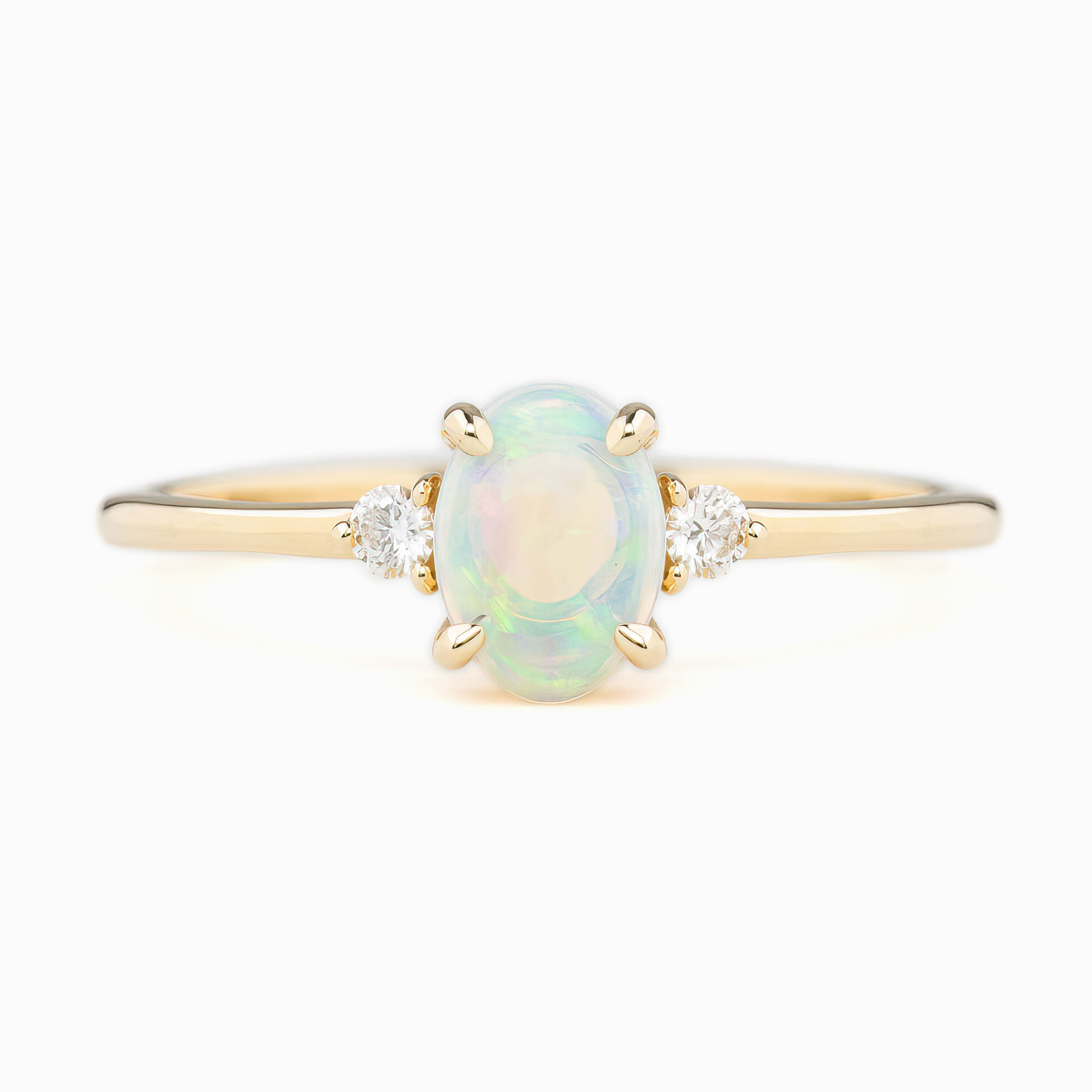 Emilie Ring 0.30ct Rainbow Opal, 14K Yellow Gold (One of a kind)