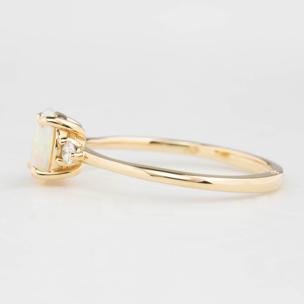 Emilie Ring 0.30ct Rainbow Opal, 14K Yellow Gold (One of a kind)