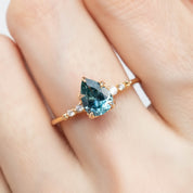 Estel Fleur Ring 1.41ct Blue Green Montana Sapphire, 14K Yellow Gold (One of a kind)