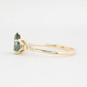 Estel Fleur Ring 1.41ct Blue Green Montana Sapphire, 14K Yellow Gold (One of a kind)