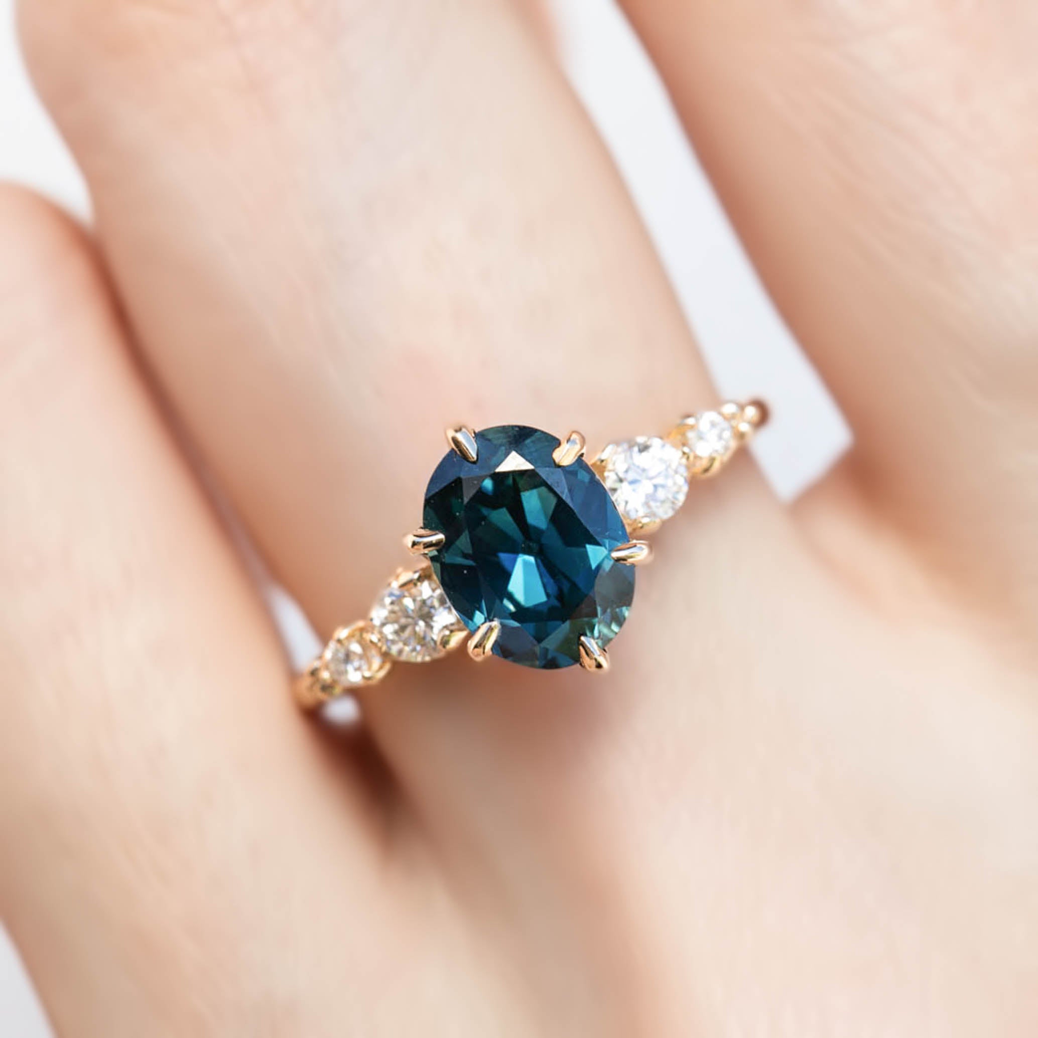 Estel Fleur Grand Ring, 2.46ct Queensland Sapphire, oval shape gemstone