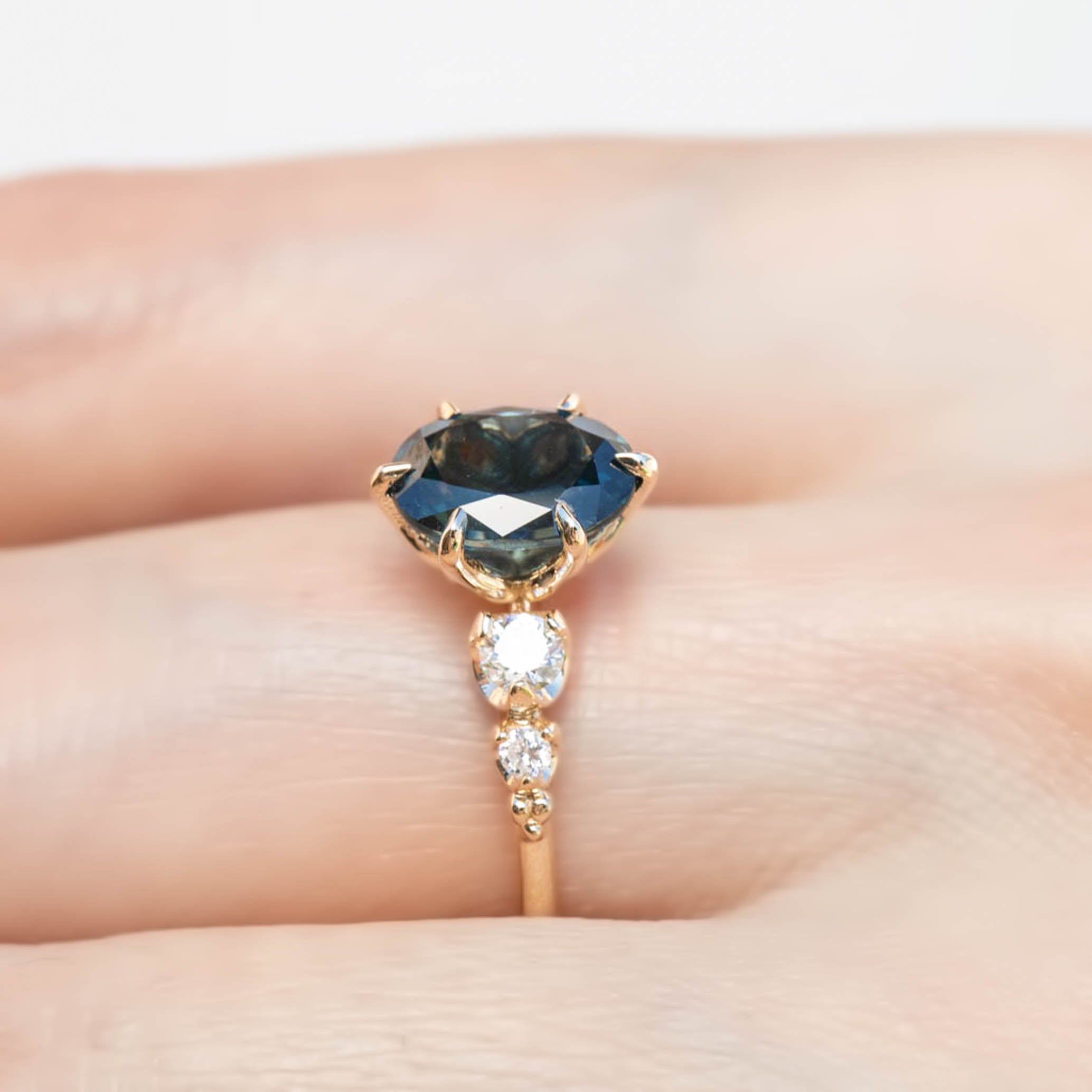 Estel Fleur Grand Ring, 2.46ct Queensland Sapphire, oval shape gemstone