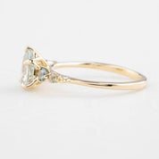 Estel Fleur Ring, 1.1ct Light Green Pear Madagascar Sapphire, 14K Yellow Gold (One of a kind)