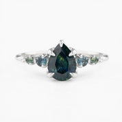 Estel Fleur Ring, 1.05ct Green Montana Sapphire, 14K White Gold (One of a kind)