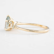 Estel Fleur Ring, 1.47ct Light Green Madagascar Sapphire, 14K Yellow Gold (One of a kind)
