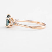 Estel Fleur Ring, 1.13ct Light Blue Green Pear Montana Sapphire, 14K Rose Gold (One of a kind)