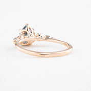 Estel Fleur Ring, 1.13ct Light Blue Green Pear Montana Sapphire, 14K Rose Gold (One of a kind)