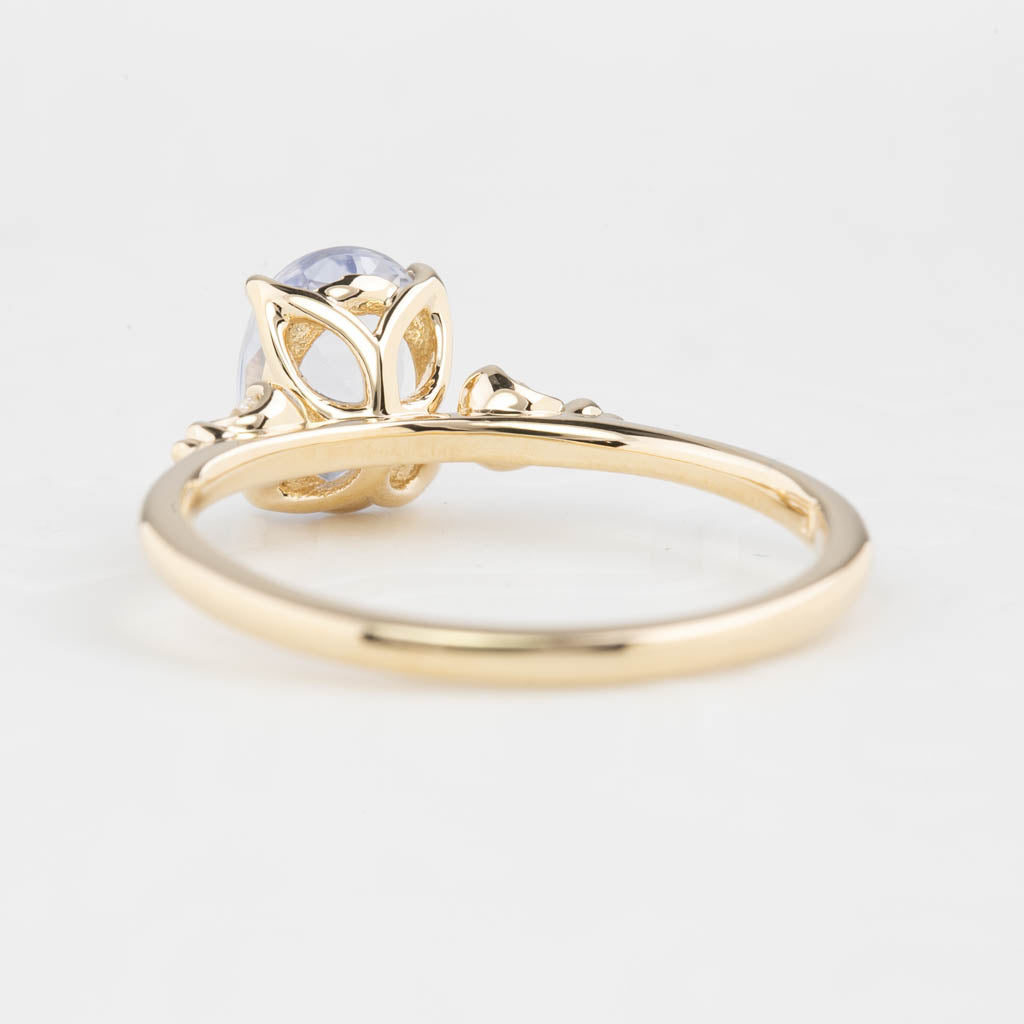 Estel Ring 1.08ct Light Blue Unheated Oval Sapphire, 14K Yellow Gold (One of a kind)