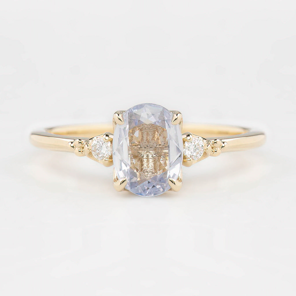 Estel Ring 1.08ct Light Blue Unheated Oval Sapphire, 14K Yellow Gold (One of a kind)