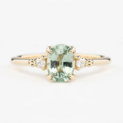 Estel Ring 1.24ct Light Green Unheated Oval Sapphire, 14K Yellow Gold (One of a kind)