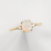 Estel Ring 0.6ct White Opal, 14K Yellow Gold (One of a kind)