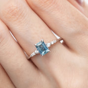 Estel Fleur Four Prongs Ring 1.04ct Light Blue Montana Sapphire, 14K White Gold (One of a kind)