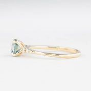 Estel Fleur 4 Prong Ring, 1.07ct Parti Blue Green Montana Sapphire, 14K Yellow Gold (One of a kind)