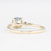 Estel Fleur 4 Prong Ring, 1.07ct Parti Blue Green Montana Sapphire, 14K Yellow Gold (One of a kind)