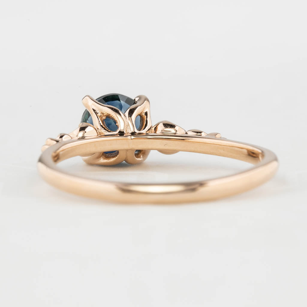 【即日配送】エステルリュックスリング ・1.16ct・加熱モンタナ産ダークティールブルーグリーンサファイア・K14RG