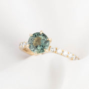 Maria Luxe Grand Ring 1.74ct Parti Blue Green Madagascar Sapphire, 14k Yellow Gold (One of a kind)