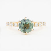 Maria Luxe Grand Ring 1.74ct Parti Blue Green Madagascar Sapphire, 14k Yellow Gold (One of a kind)
