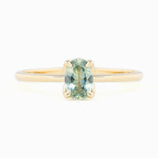 Sara Ring 0.69ct Parti Aqua Green Montana Sapphire, 14K Yellow Gold (One of a kind)