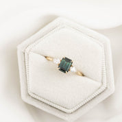 Jane Ring, 0.80ct Blue Green Teal Blue Madagascar Sapphire