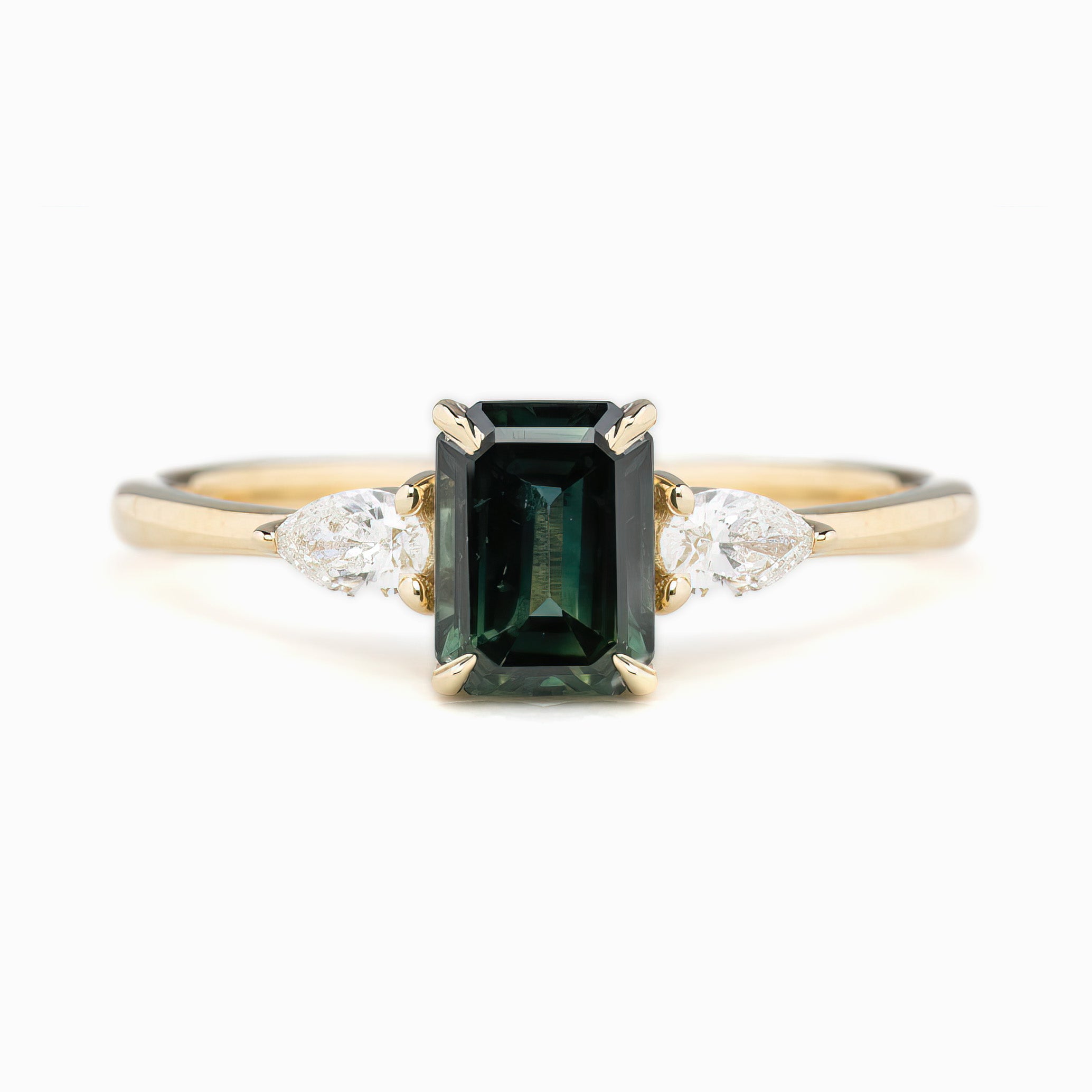 Jane Ring, 0.80ct Blue Green Teal Blue Madagascar Sapphire