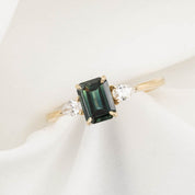 Jane Ring, 0.80ct Blue Green Teal Blue Madagascar Sapphire