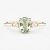Estel Ring 1.1ct Light Green Unheated Sapphire, 14K Yellow Gold (One of a kind)