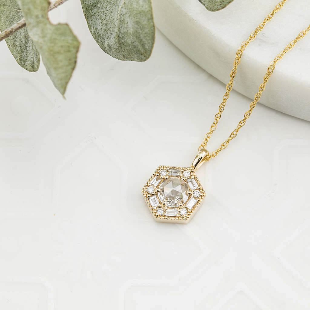 Lila Necklace, 0.30ct Rose-Cut Diamond (Charm Option)