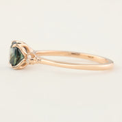 Estel Ring with 1.31ct cushion cut dark teal Montana sapphire in 14k rose gold, handmade and one of a kind.