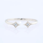 Double Star Diamond Open Ring with natural white diamonds set in ethically sourced solid gold band.