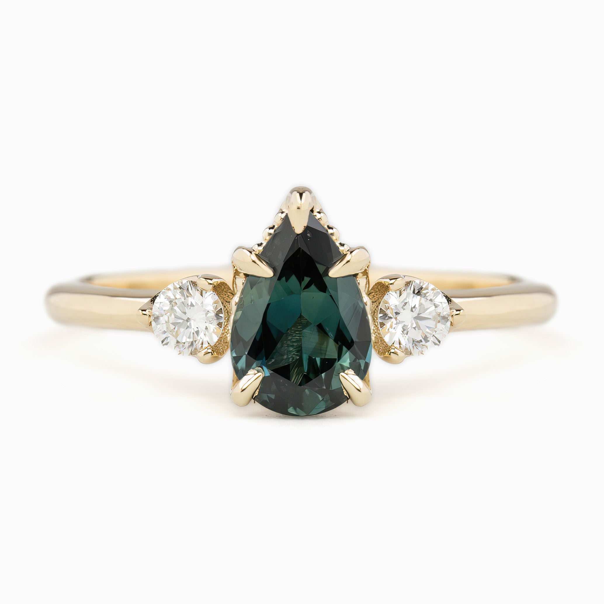 Ayana Ring, 1.09ct Teal Blue Queensland Sapphire