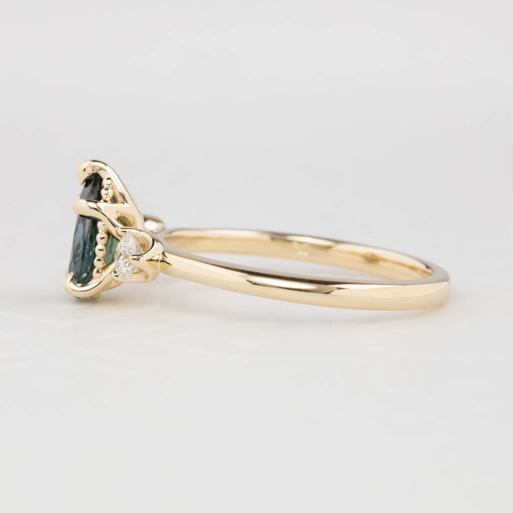 Ayana Ring, 1.09ct Teal Blue Queensland Sapphire