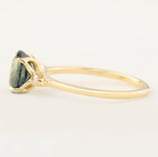 Estel Ring with 1.93ct green sapphire, handmade in recycled 14k gold with ethically sourced diamonds, one of a kind design